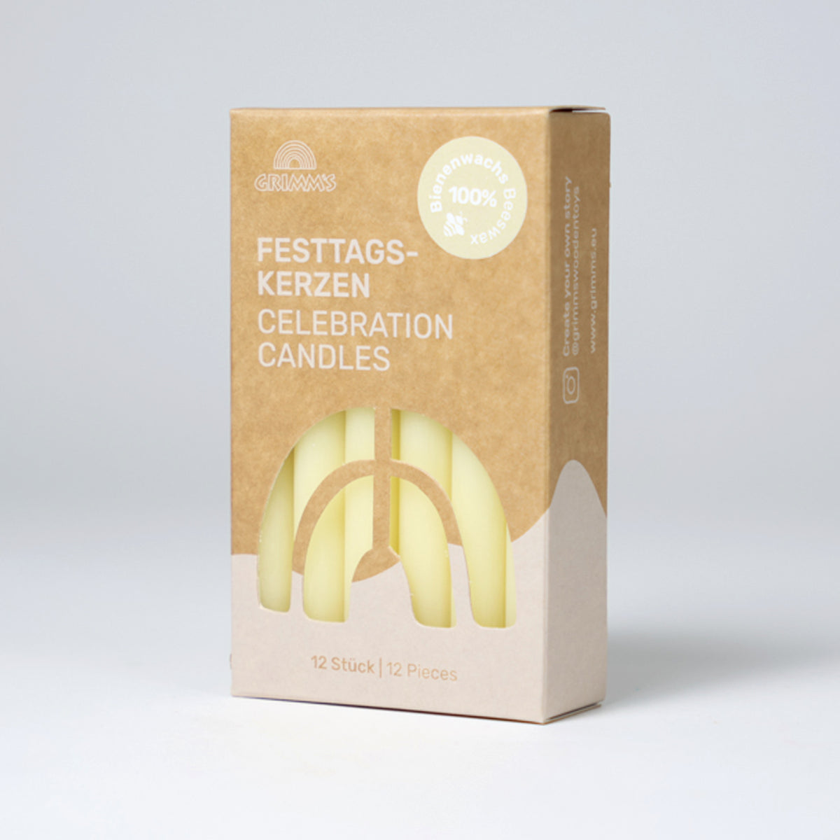 Creme Beeswax Candles (100%) VE 12 pcs.