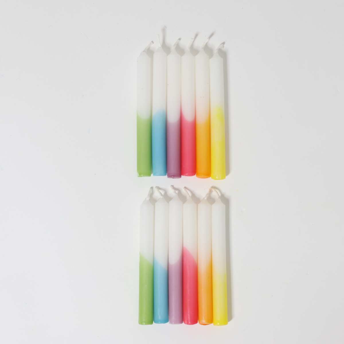 Festtags-Kerzen Dip-Dye Regenbogen VE 12 Stk.